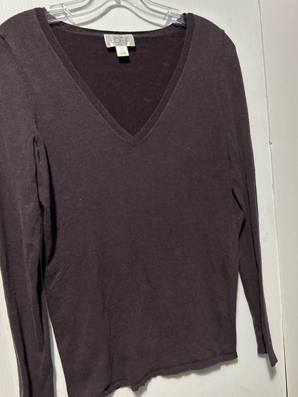 LOFT Women’s V-Neck Sweater in Dark Brown